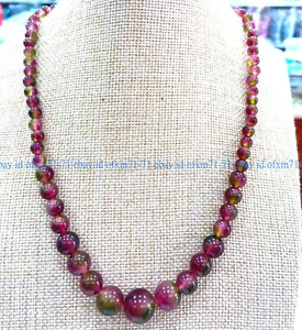Nuova collana 6-14 mm giada multicolore naturale kunzite pietre preziose rotonde 18'' AAA+ - Foto 1 di 12