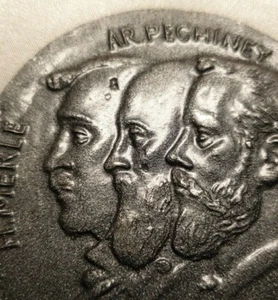 1955 Medal Pechiney Electrical Aluminium Chemistry Nude man making thunder 68mm - Picture 1 of 4