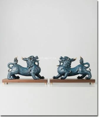 Pai 15 дюймов бронзовая латунь медь от руки цветной рисунок зверя дракона килина Pi Xiu  - Изображение 1 из 4