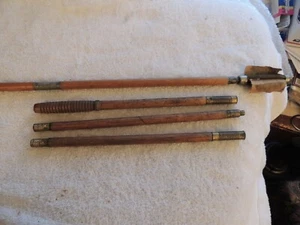 Antique Vtg. Wood & Brass 3-Pc Gun Cleaning Rod & one Solid Rod one Cleaning Tip - Picture 1 of 12