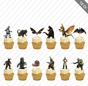 12 Godzilla Cupcake Topper Monsters Favor Party Birthday Kid - Picture 1 of 1