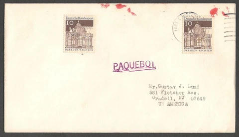 AOP USA Fort Lauderdale PAQUEBOT cover, Germany stamp Cover