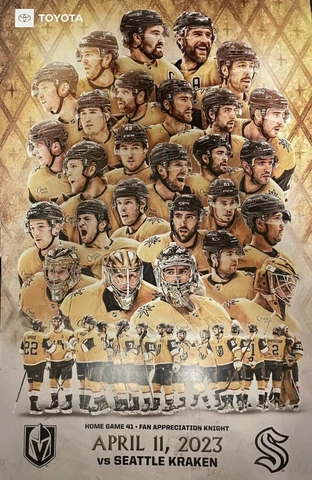 ⚔️ Vegas Golden Knights vs Seattle Kraken 4/11/23 Poster -Fan Appreciation Game Cover