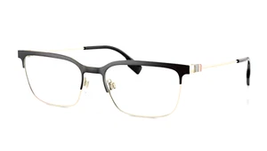 New BURBERRY Eyeglasses B 1375 1109 56-18 145 Black & Gold Rectangular Frames - Picture 1 of 8