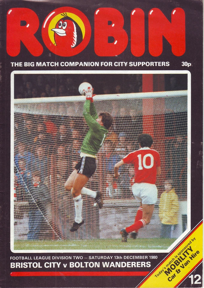 BRISTOL CITY V BOLTON WANDERERS 13 DECEMBER 1980 DIVISION 2 VGC - Image 1 of 1