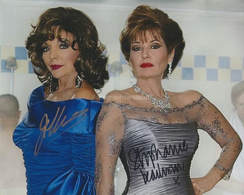 Joan Collins & Stephanie Beacham Hand Signed 8x10 Photo Autograph, Dynasty (B) Cover