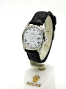 Vintage Men's Rolex Datejust Non-Quick 1601 Watch 36mm White Roman S/S #W10 - Picture 1 of 12