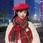Scarf For Women's Winter Versatile Cashmere Plaid Shawl For Warmth Tassel Scarf