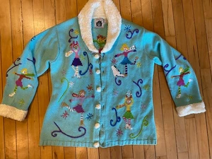 Storybook Knits Fairy Sweater L Pastel Stars Fairytale Cardigan Rare L - Picture 1 of 9