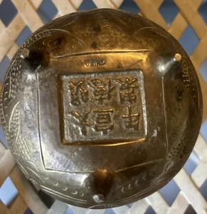 Vintage Brass Censor Tripod Incense Burner. Xuande Reign 6 Hallmarks.. - Picture 1 of 13