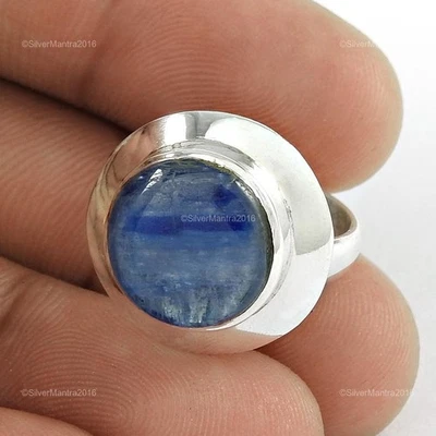 Kyanite Stone Christmas Gift Cocktail Ring Jewelry Real Sterling Silver Us 5.5 - Image 1 of 4