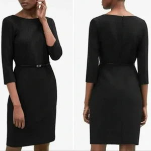 MM Lafleur Etsuko Dress Size 0 Black WonderTex Stretch Pockets 3/4 Sleeve Career - Picture 1 of 9