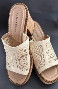 Lucky Brand Damen LK~TALVY OFF WHITE Keilsandale Kork Keilabsatz GRÖSSE 7,5 M/38 - Bild 1 von 24
