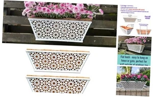 Wall Planter, 2 Pack, 16 Inch White Railing Hanging Planter 16 Inch White X 2 - Picture 1 of 8