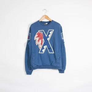 10 Deep Chieftains Hockey Sweatshirt Mens XL - Embroidered Patches Pockets Blue - Picture 1 of 9