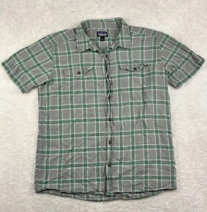 Camisa Patagonia Para Hombre Grande Verde A Cuadros Manga Corta Abotonada Algodón Orgánico - Imagen 1 de 6
