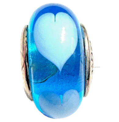 Pandora Retirado Aqua Murano Cuentas de Cristal con Corazones Azules - 790657 Foto 1 de 4