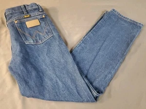 Wrangler Cowboy Cut Jeans Mens 32x32 Blue Denim Western Slim Fit 936DEN - Picture 1 of 6