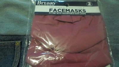 Breasy Face Mask-2count-purple-reuseable and washable cloth with ear loops  - Image 1 of 4