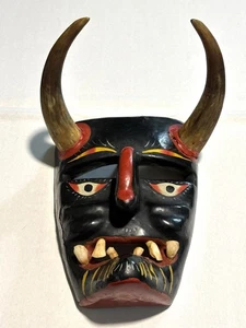 Máscara Diablo Guerrero Diablo Madera con Dientes Reales 15" H Tallada a Mano México - Imagen 1 de 11