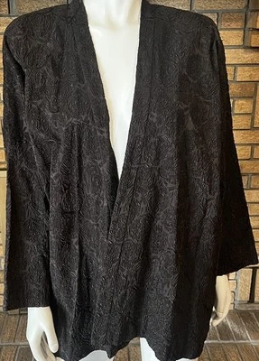 Eskandar Brown Floral Brocade Silk Open Jacket NWT $720 Size 0 Fits Up To XL - Image 1 of 4