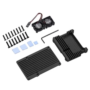 Metal Armor Case Shell Box W/ Dual Fan Heatsink For Raspberry Pi 4 Model B 4B F - Afbeelding 1 van 18