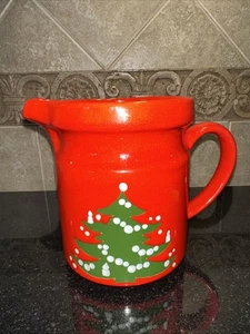 Caraffa brocca ceramica Waechtersbach albero di Natale rosso 5,75" come nuova - Foto 1 di 6