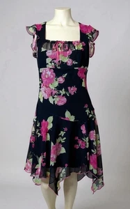 Vintage Y2K Speechless Floral Black Pink Sheer Layered Midi Dress Whimsy Goth - Bild 1 von 5