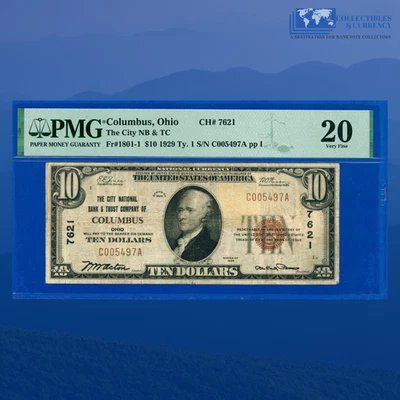 1929 $10 National Bank & Trust Company COLUMBUS, OH, Charter #7621, PMG VF 20 - Image 1 of 3