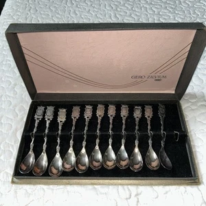 Gero Zilvium 90 Silverpate Demitasse Cucchiai Province Olandesi Set di 11 Boxati Vintage - Foto 1 di 19