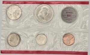 1963 D 90% Silver 5 Coin Mint Set in Mint Packaging no Envelope UNC - Picture 1 of 2