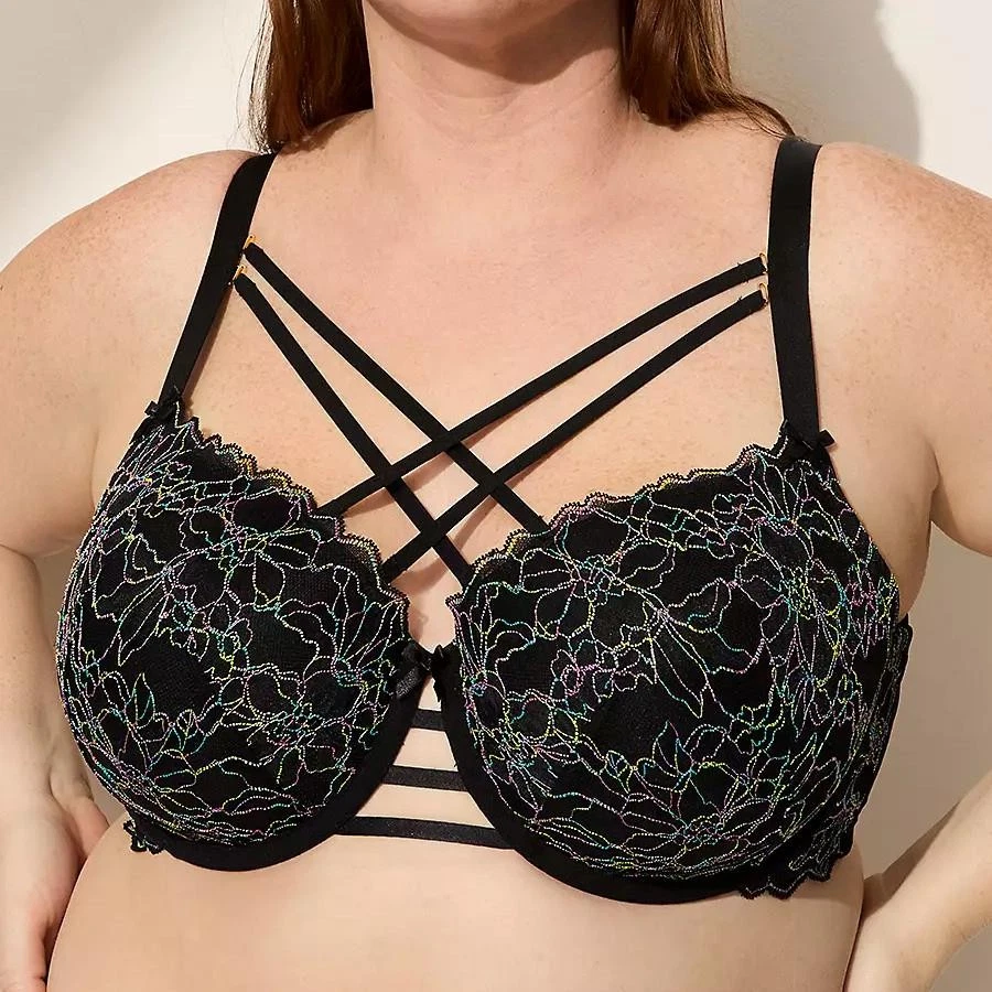 Lane Bryant Cacique Strappy-Neck Boost Balconette Bra 44DDD *Black* NWT! - Image 1 of 3