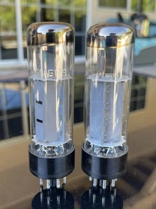 Pair Vintage Simens EL34 El-34 Dimple Top Vacuum Tubes Hickok TV7 Tested STRONG - Picture 1 of 9