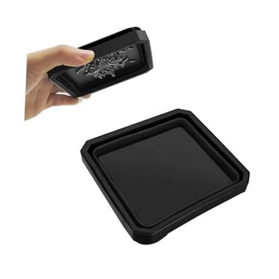 Juego de Bandeja de Piezas Magnéticas Plegables, Cuencos de Herramientas Cuadrados Plegables de Silicona Negro Foto 1 de 4
