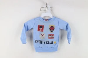 Vintage 70s 80s Toddler 3T Distressed Sports Club Crewneck Sweatshirt Blue USA - Picture 1 of 14