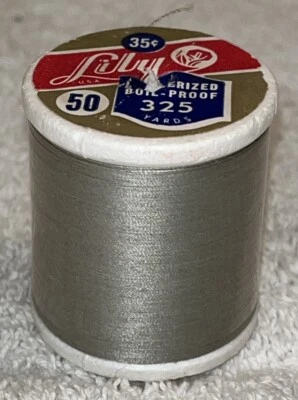 NOS Vtg Lily  Mercerized 325 Yds - Lint-Free 130 Gray/Silver Colored Thread USA - Image 1 of 4