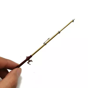 Caña de pescar para exteriores caña de pescar caña de metal para casa de muñecas accesorios en miniatura - Imagen 1 de 4