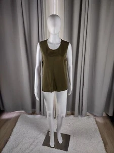 Josephine Chaus blusa donna verde oliva pullover senza maniche taglia large - Foto 1 di 11