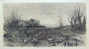1880 Stephen Parrish Grabado Original Noviembre ARTE Paisaje Enmarañado Americano - Imagen 1 de 6