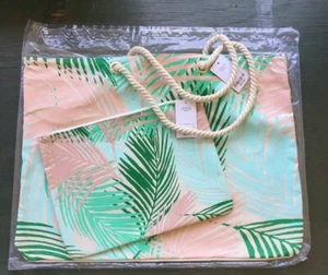 PALMS BEACH TOTE BAG with MATCHING BIKINI BAG Beach Pool Summer Travel NWT - Picture 1 of 3