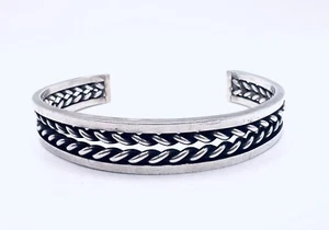 Vintage Navajo Indianer Sterling Doppelseil Kabel Manschette Armband - Bild 1 von 10