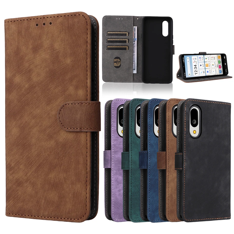 For Sharp Aquos Basio Active 3 Luxury Retro Flip Leather Wallet Stand Case Cover - Image 1 of 4