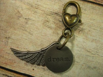 Cartera Dije Cremallera Tirar Etiqueta de Sueño Ala de Ángel Corazón Metal Steampunk BOHO Foto 1 de 4