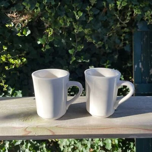 Set of 2 White Restaurant Diner Homer Laughlin Coffee Cups Mugs Industrial - Picture 1 of 4