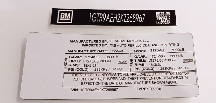 GM vin stickers or alu plate (SET) - Image 1 of 1