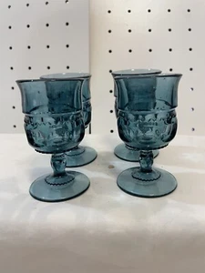 Indiana Glass Kings Crown Thumbprint Cordial Glass Blue 3โ Set Of 4 25.00 - Picture 1 of 3