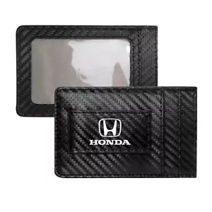 Honda Logo schwarz Kohlefaser Muster RFID blockierende Geldbörse Geldklammer - Bild 1 von 5