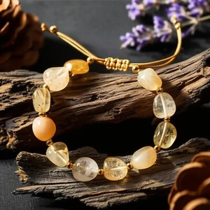 Handmade Natural Citrine Crystal Bracelet Healing Energy Grounding Unisex Gift - Picture 1 of 4