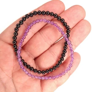 Elegant Genuine Gems Black Tourmaline Amethyst 4mm Bracelet Christmas Gift 349 - Picture 1 of 12