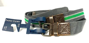 Faded Glory Set of 2 L XL Mesh Belts Gray Green Boys - Picture 1 of 5